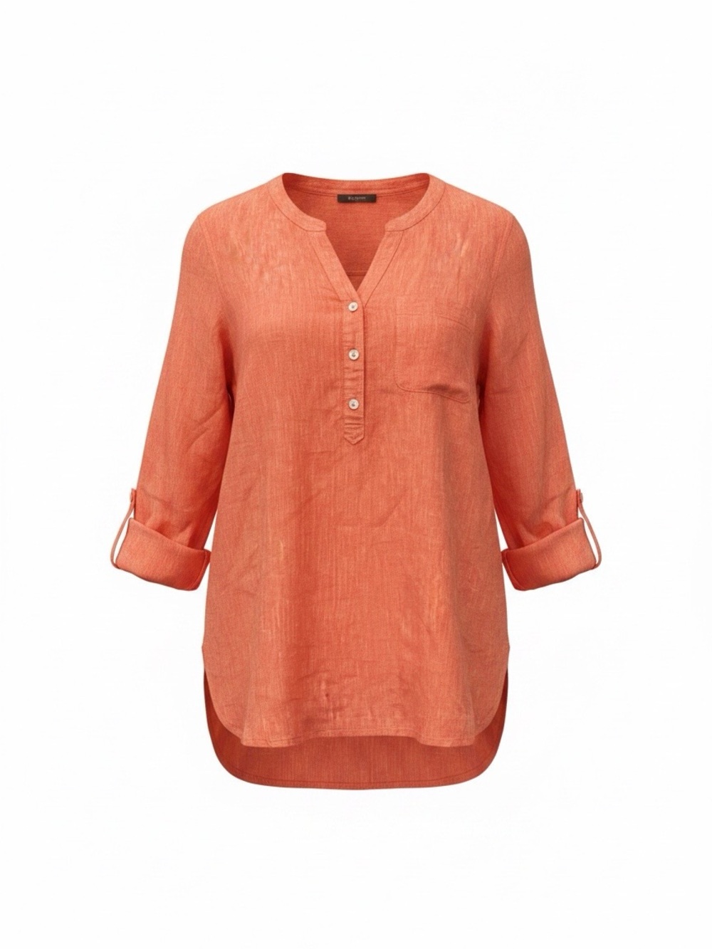 Talbots Coral Orange Linen Henley Tunic